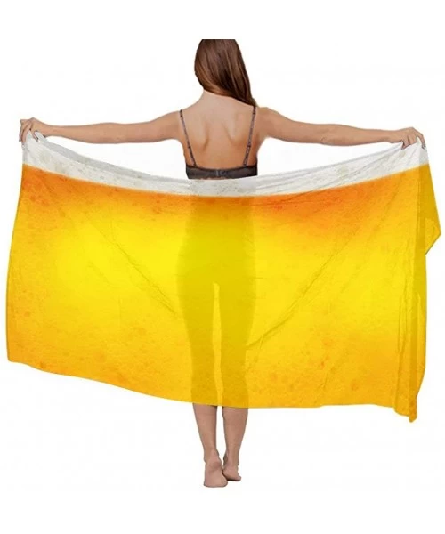 Cover-Ups Women Chiffon Scarf Shawl Wrap Sunscreen Beach Swimsuit Bikini Cover Up - Yellow Beer Bubble - CG190HKDC9D