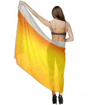 Cover-Ups Women Chiffon Scarf Shawl Wrap Sunscreen Beach Swimsuit Bikini Cover Up - Yellow Beer Bubble - CG190HKDC9D