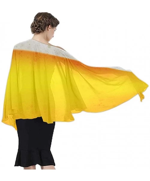 Cover-Ups Women Chiffon Scarf Shawl Wrap Sunscreen Beach Swimsuit Bikini Cover Up - Yellow Beer Bubble - CG190HKDC9D