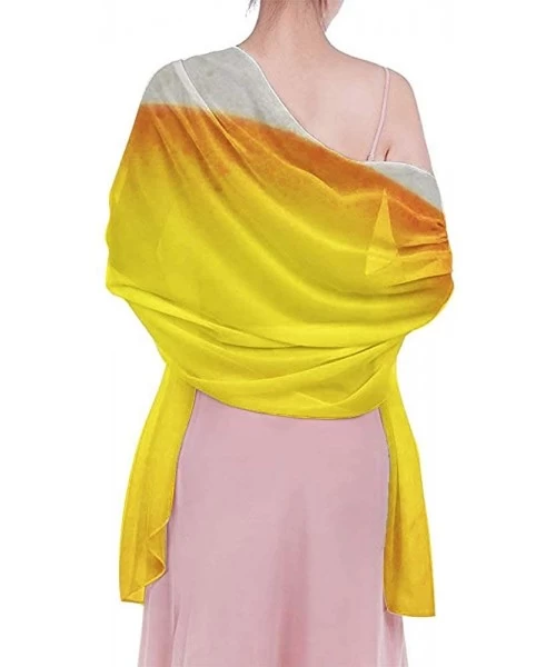 Cover-Ups Women Chiffon Scarf Shawl Wrap Sunscreen Beach Swimsuit Bikini Cover Up - Yellow Beer Bubble - CG190HKDC9D