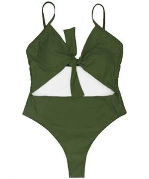 One-Pieces Womens Swimming Padded Swimsuit Push Up Bikini Sets Swimwear one Piece - Army Green - C618TMYD97N