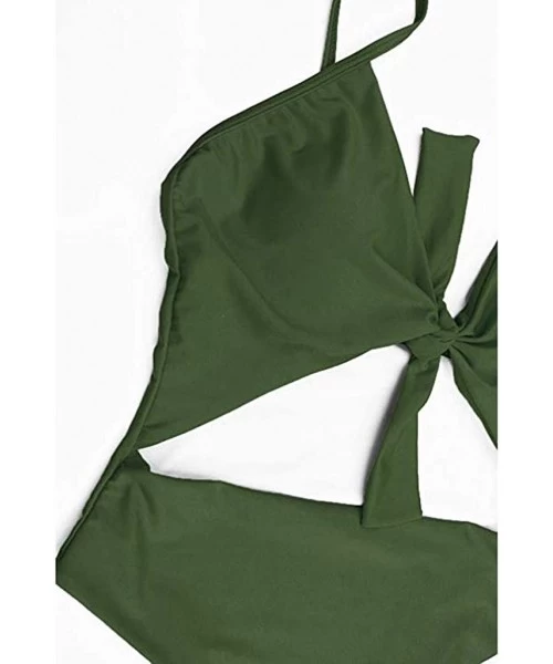 One-Pieces Womens Swimming Padded Swimsuit Push Up Bikini Sets Swimwear one Piece - Army Green - C618TMYD97N