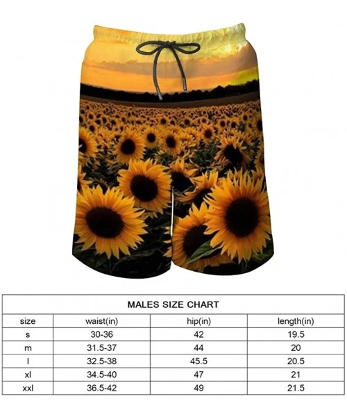 Board Shorts Men's Fashion Casual Swim Trunks Summer Beach Shorts with Mesh Lining - Sunflowers Designs - C1199QG9Q56