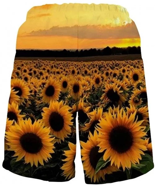 Board Shorts Men's Fashion Casual Swim Trunks Summer Beach Shorts with Mesh Lining - Sunflowers Designs - C1199QG9Q56