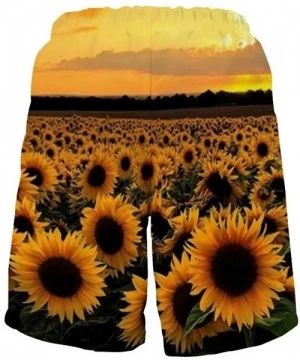 Board Shorts Men's Fashion Casual Swim Trunks Summer Beach Shorts with Mesh Lining - Sunflowers Designs - C1199QG9Q56