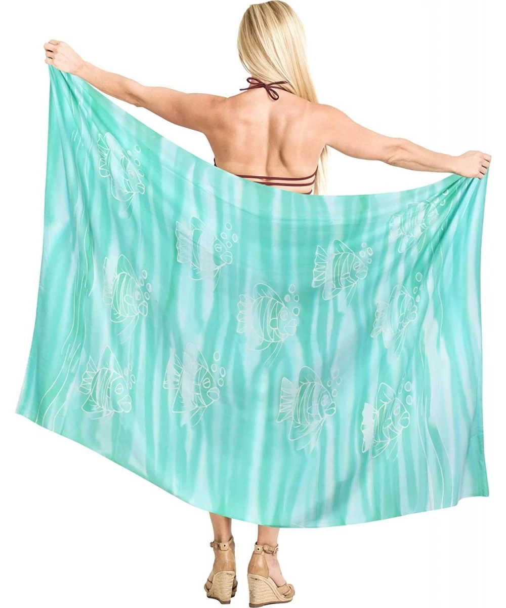 Cover-Ups Women One Size Swimsuit Cover Up Summer Beach Wrap Skirt Hand Tie Dye B - Summer Green_x886 - CA18L7NNZKG