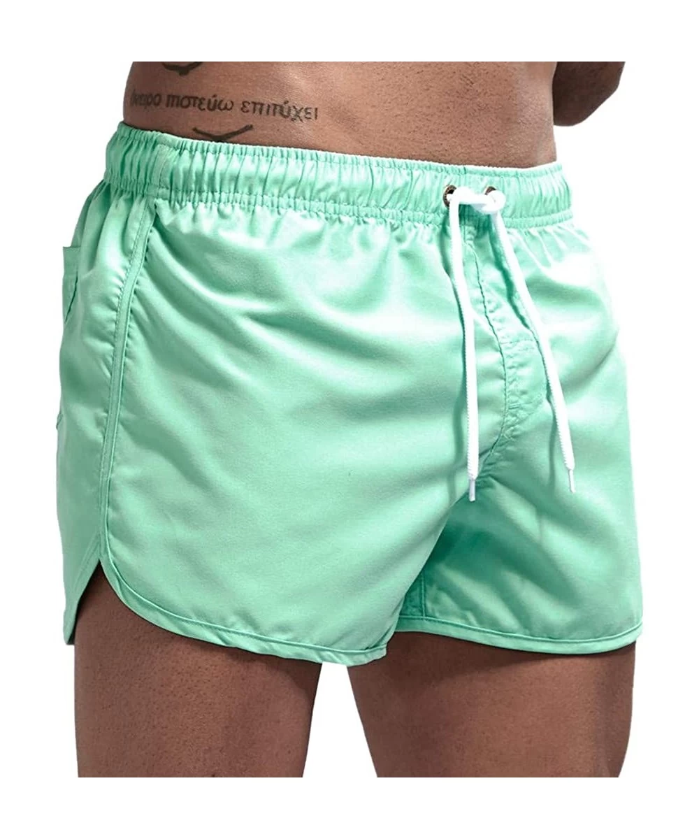 Board Shorts Beach Pants Fitness Loose Surfing Trunks Shorts - Mint Green - CE199RAC7R5