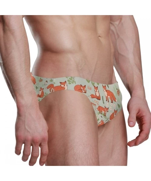 Briefs Men Swimwear Swim Bikini Briefs Sugar Skull Flowers Swimsuits Board Surf Shorts Trunks - Forest Fox - C218SSK5KM6