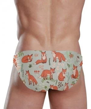 Briefs Men Swimwear Swim Bikini Briefs Sugar Skull Flowers Swimsuits Board Surf Shorts Trunks - Forest Fox - C218SSK5KM6