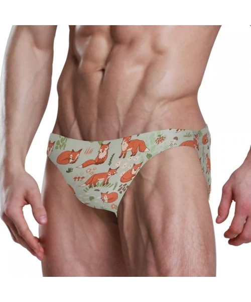 Briefs Men Swimwear Swim Bikini Briefs Sugar Skull Flowers Swimsuits Board Surf Shorts Trunks - Forest Fox - C218SSK5KM6