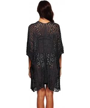 Cover-Ups Women's Swimsuit Cover-Up Summer Beach Hollow Out Cover Up - Black - CB18SM8EN4E