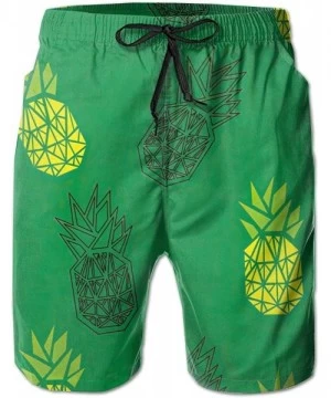 Board Shorts Green Pineapple Mens Beach Shorts Relaxed Shorts for Swimming - White - CT19CQ2C37X