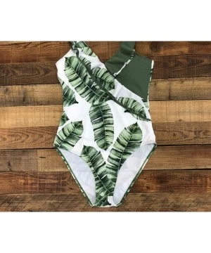 One-Pieces Women One Piece Monokini Swimwear Bodysuit Bathing Suit Wide Strap Deep V Beach Wear - Green - CI18USLH7HY