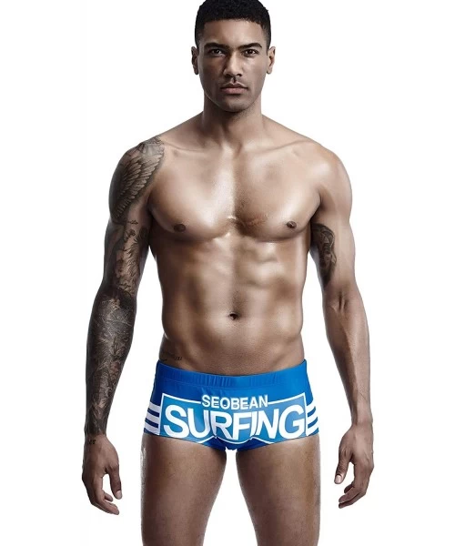 Briefs Mens Low Rise Sexy Surfing Boxer Brief Swimwear - 90806 Blue - CT18UWZEOW4