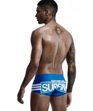 Briefs Mens Low Rise Sexy Surfing Boxer Brief Swimwear - 90806 Blue - CT18UWZEOW4