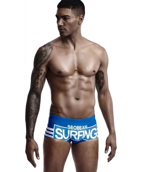 Briefs Mens Low Rise Sexy Surfing Boxer Brief Swimwear - 90806 Blue - CT18UWZEOW4