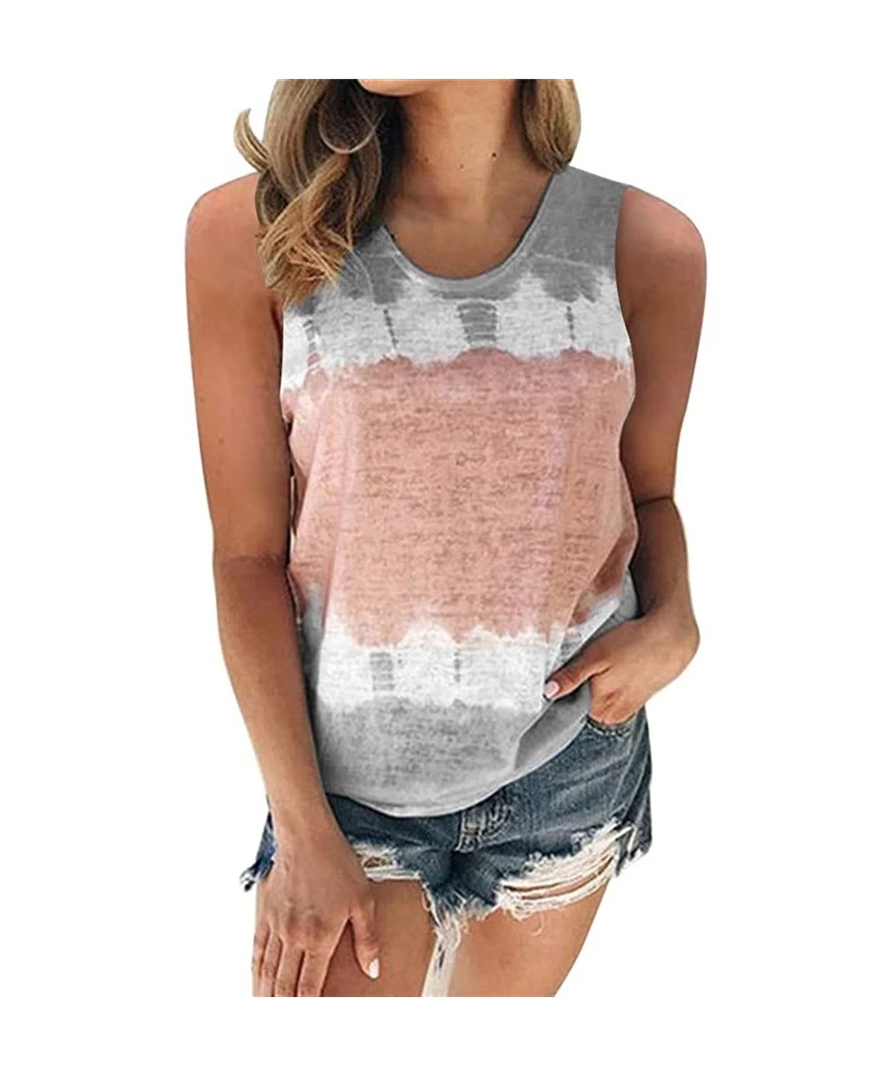 Board Shorts Gradient Tops Women Summer Short Sleeve Shirt Color Block Round Neck Casual Tunic Tops Tees - Gray_2 - CZ1997DAWRD