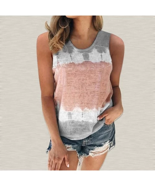 Board Shorts Gradient Tops Women Summer Short Sleeve Shirt Color Block Round Neck Casual Tunic Tops Tees - Gray_2 - CZ1997DAWRD