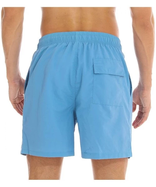 Board Shorts Mens Swim Trunks Quick Dry Beach Shorts Mesh Lining Board Shorts Swimwear Bathing Suits with Pockets - Light Blu...