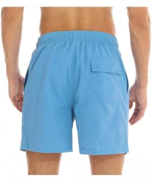 Board Shorts Mens Swim Trunks Quick Dry Beach Shorts Mesh Lining Board Shorts Swimwear Bathing Suits with Pockets - Light Blu...