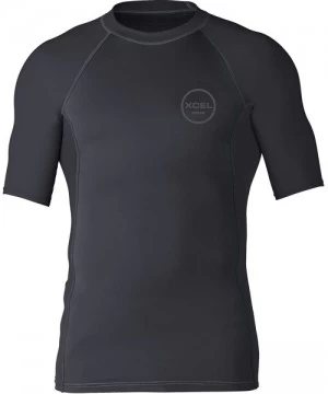 Rash Guards Mens Premium Stretch Solid Short Sleeve Performance Fit Rashguard - Black - CI17Z48SGRQ