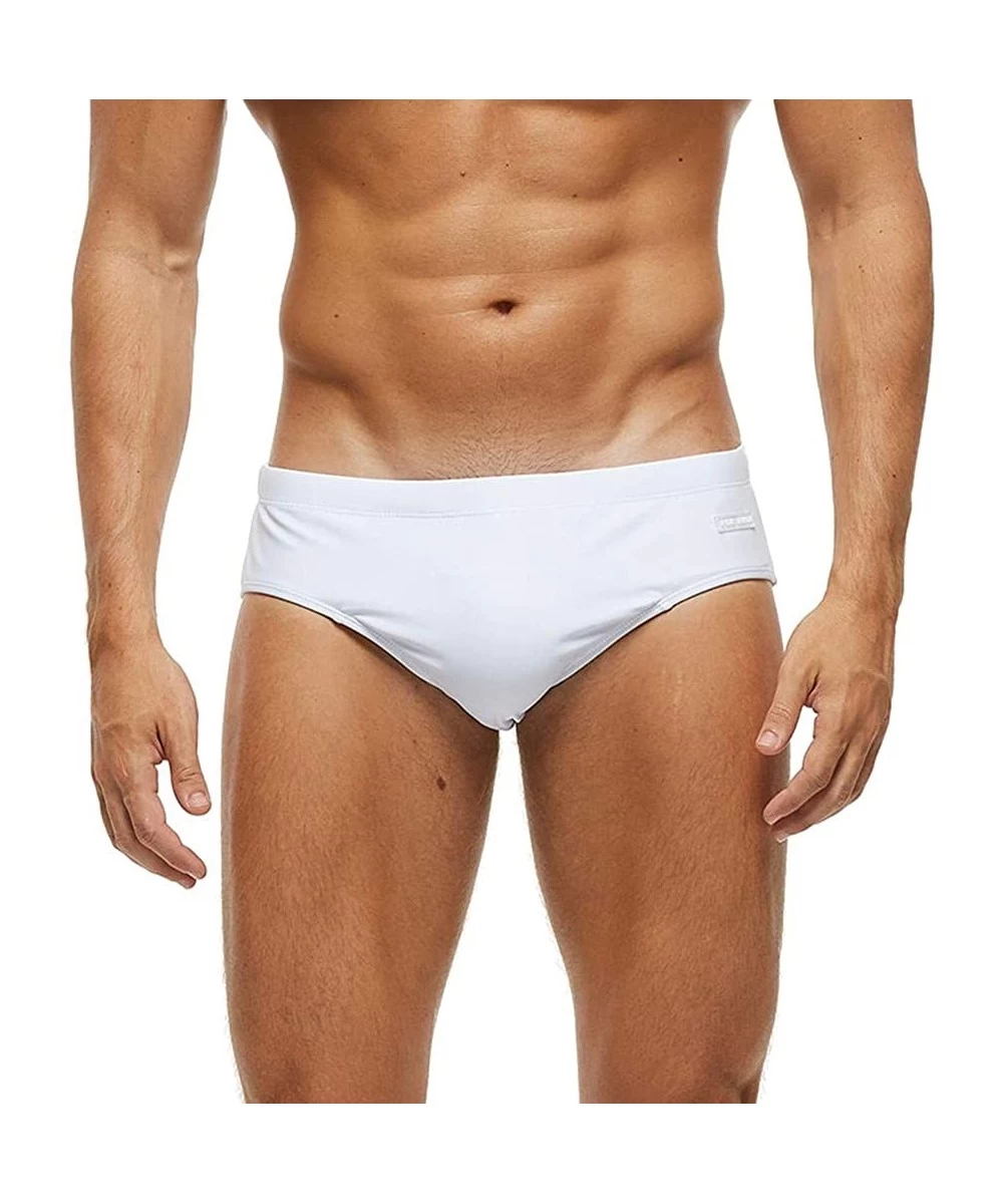 Briefs Men's Swim Boxer Briefs Swim Shorts Printed Quick Dry Swimsuit - White - CY1939Z0AHH