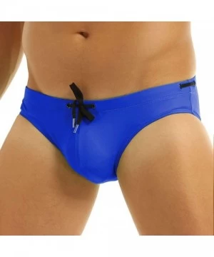 Briefs Men's Swimwear Bikini Swimming Briefs Pad Swimsuits Board Surfing Trunk Shorts - Blue - CH18RQSHC7A