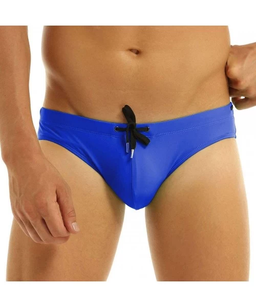 Briefs Men's Swimwear Bikini Swimming Briefs Pad Swimsuits Board Surfing Trunk Shorts - Blue - CH18RQSHC7A