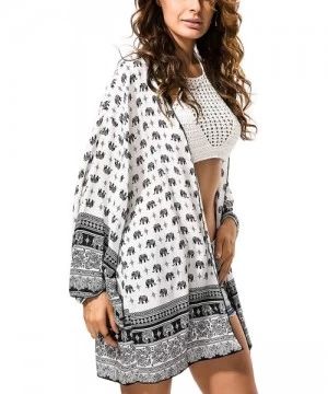 Cover-Ups Women's Swimsuit Cover Ups Kimono Cardigan Summer Bikini Beachwear Loose Coat - White - CF18MGYSDIG