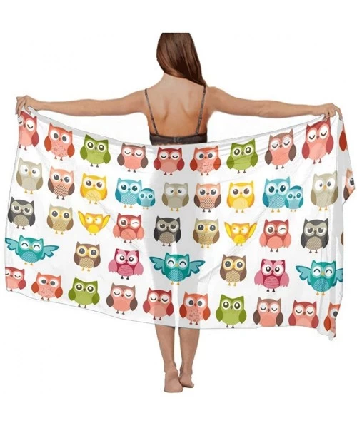 Cover-Ups Multi Purpose Hawaiian Scarves Pareo Beach Wraps Sarongs Cute Mouse Yellow - Cute Owl Funny Owl Pattern - C018X8RH40T