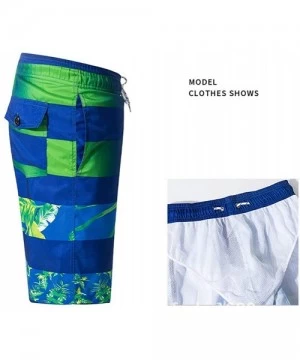 Board Shorts Mens Swim Trunk- Quick Dry Bathing Suit- Summer Beach Board Shorts - Green - C719C45EWRR