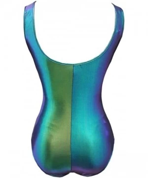 One-Pieces Holographic Iridescent Green Women High Cut Vintage Burning Man Bodysuit Outfits Wear - 8093gn - C818G2QHE3R