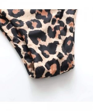 Sets Women's 2 Pieces Bandeau Bikini Swimsuits Off Shoulder High Waist Bathing Suit High Cut - Apricot Leopard - CT18NGYMWY3