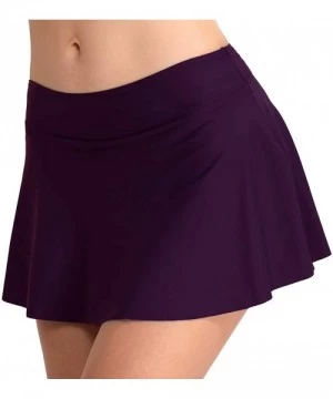 Bottoms Women's High Waisted Skirted Bikini Bottom Pleated Swimsuit Skort Tummy Control Swim Bottoms Swim Skirt A Purple - C3...