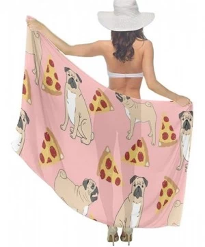 Cover-Ups Women Chiffon Scarf Sunscreen Shawl Wrap Swimsuit Cover Up Beach Sarongs - Pug Pizza Pink - CQ19C45H9ZI