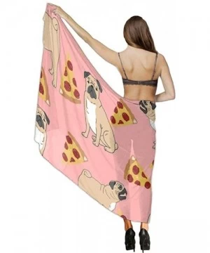 Cover-Ups Women Chiffon Scarf Sunscreen Shawl Wrap Swimsuit Cover Up Beach Sarongs - Pug Pizza Pink - CQ19C45H9ZI