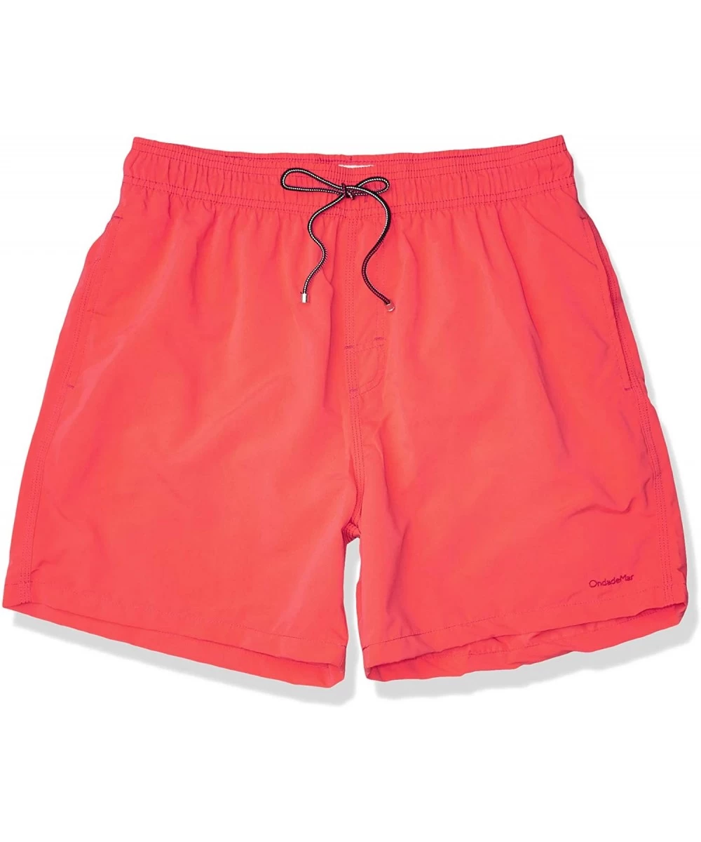 Trunks Men's Sea Fit Solid Volley Swim Trunk - Tomato - CJ12MYGZNUT