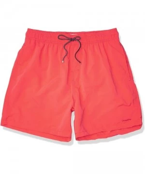 Trunks Men's Sea Fit Solid Volley Swim Trunk - Tomato - CJ12MYGZNUT