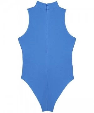 One-Pieces Women's Sleeveless Swimsuit High Neck Zipper Back Ballet Dance Gymnastics Leotard Bodysuit - Sky Blue - C718XUMTCCS