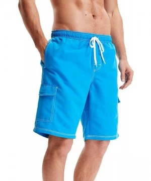 Trunks Men's Quick Dry Swim Trunks - Blue - CH18NE7ZQTQ