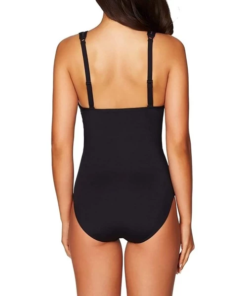 One-Pieces Womens Sexy V Neck Plunge Monokini Hollow Out One Piece Swimsuit Bathing Suit - Black - CI196RHZI5Q