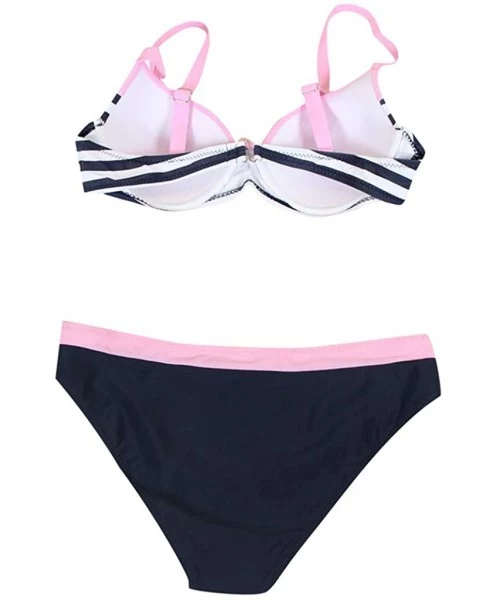 Sets Top Swimsuit for Womens Padded Push-up Bra Bikini Set Swimsuit Bathing Suit Swimwear Beachwear - Pink - CO18TOT40K8