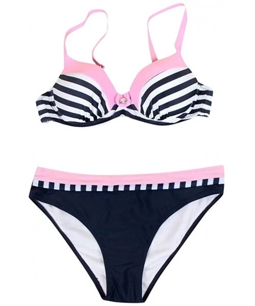 Sets Top Swimsuit for Womens Padded Push-up Bra Bikini Set Swimsuit Bathing Suit Swimwear Beachwear - Pink - CO18TOT40K8