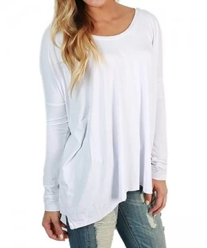 Sets Women's Famous Long Sleeve Bamboo Top Loose Fit Bleach White L - Bleach White - C717YE24DDQ