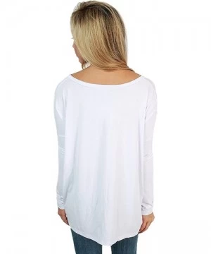 Sets Women's Famous Long Sleeve Bamboo Top Loose Fit Bleach White L - Bleach White - C717YE24DDQ