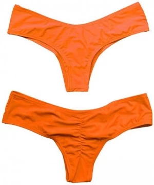 Bottoms Women's Hot Summer Brazilian Beachwear Bikini Bottom Thong Swimwear - Candy Orange - C618GEYWHTE