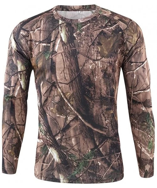 Briefs Men's Sport Tops Autumn Camouflage Quick Dry Sweat Long Sleeve Training Shirt - Brown - CD18YREALD2