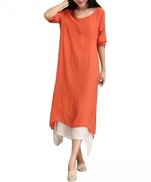 Cover-Ups Women's Maxi Dresses Solid Kaftan Loose Cotton Long Dress Improve for Americans - D-orange - CC195WMAO08