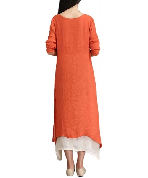 Cover-Ups Women's Maxi Dresses Solid Kaftan Loose Cotton Long Dress Improve for Americans - D-orange - CC195WMAO08