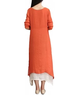 Cover-Ups Women's Maxi Dresses Solid Kaftan Loose Cotton Long Dress Improve for Americans - D-orange - CC195WMAO08